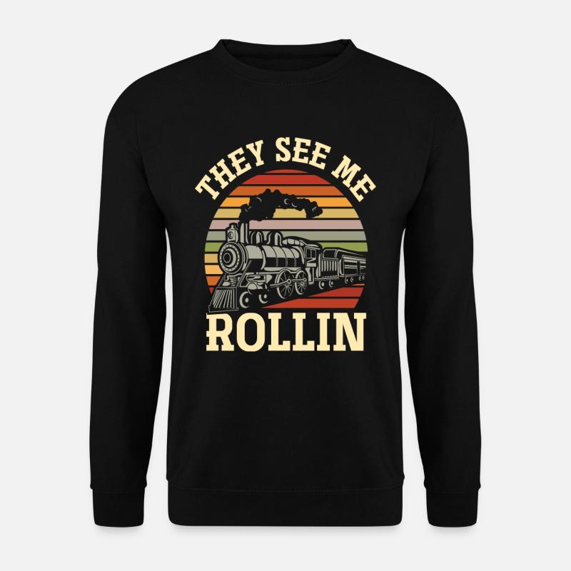 Drôle Conducteur De Train Train Trains - Sweat-shirt Unisexe - noir