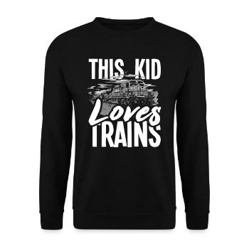 Young Girl Kids Train Trains Hobby - Unisex Sweatshirt - black - Front - Alina (178cm) & Michal (187cm)
