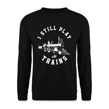 Zug Züge Beruf Zugführer Alter Mann - Unisex Pullover - Schwarz - Vorne - Alina (178cm) & Michal (187cm)