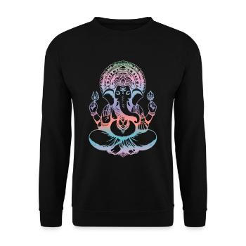 Ganesh Hindu God Ganesha Elephant Spiritual - Unisex Sweatshirt - black - Front - Alina (178cm) & Michal (187cm)
