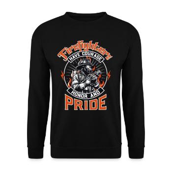 Firefighters have courage, honour and pride - Unisex Sweatshirt - black - Front - Alina (178cm) & Michal (187cm)