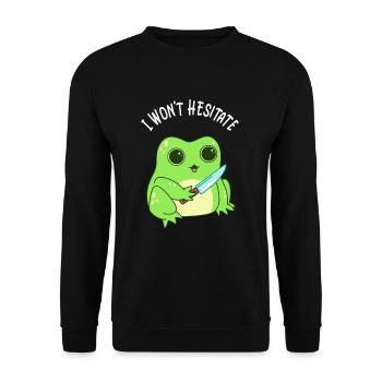 Grenouille Kawaii Folle Avec Couteau - Sweat-shirt Unisexe - noir - Devant - Alina (178cm) & Michal (187cm)