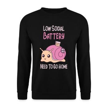 Charger la batterie sociale à la maison Introverti - Sweat-shirt Unisexe - noir - Devant - Alina (178cm) & Michal (187cm)
