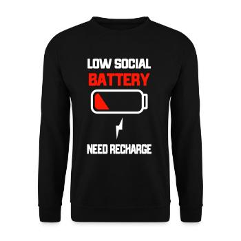Batterie sociale vide Introverti - Sweat-shirt Unisexe - noir - Devant - Alina (178cm) & Michal (187cm)