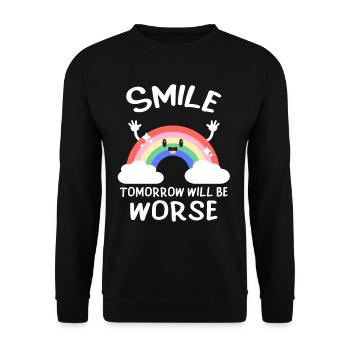 Smile, tomorrow will be bad black humor - Unisex Sweatshirt - black - Front - Alina (178cm) & Michal (187cm)