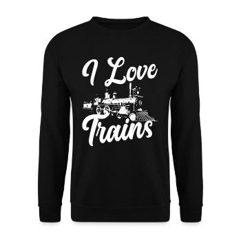 I Love Train Trains Hobby Train Spotter - Unisex Sweatshirt - black - Front - Alina (178cm) & Michal (187cm)