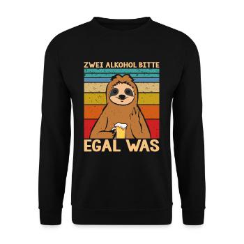 Zwei Alkohol bitte egal was - Unisex Pullover - Schwarz - Vorne - Alina (178cm) & Michal (187cm)