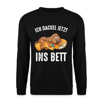 I Teckel Maintenant Au Lit Chemise De Sommeil Teckel - Sweat-shirt Unisexe - noir - Devant - Alina (178cm) & Michal (187cm)