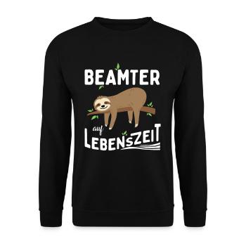 Beamter auf Lebenszeit - Unisex Pullover - Schwarz - Vorne - Alina (178cm) & Michal (187cm)