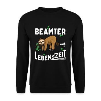 Beamter auf Lebenszeit - Unisex Pullover - Schwarz - Vorne - Alina (178cm) & Michal (187cm)