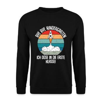 Bye Bye Kindergarten Ich Düse In Die 1. Klasse - Unisex Pullover - Schwarz - Vorne - Alina (178cm) & Michal (187cm)
