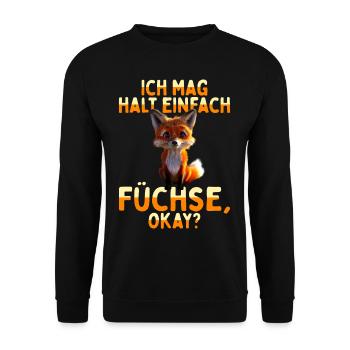 Fuchs Spruch Ich Mag Halt Einfach Füchse Ok Fuchs - Unisex Pullover - Schwarz - Vorne - Alina (178cm) & Michal (187cm)