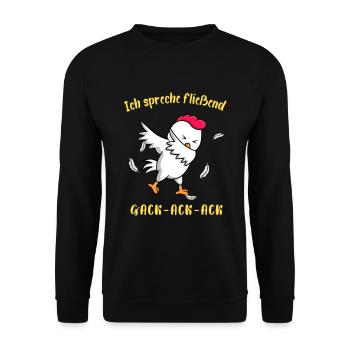 Poulets Whisperer Farm Poulet Poulailler Fermier - Sweat-shirt Unisexe - noir - Devant - Alina (178cm) & Michal (187cm)
