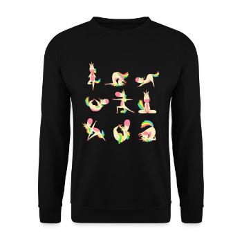 Unicorn Yoga Poses Meditation Humor - Unisex Sweatshirt - black - Front - Alina (178cm) & Michal (187cm)