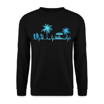 Herzschlag Palme Glas Flipp Flop Sommer Liebhaber - Unisex Pullover - Schwarz - Vorne - Alina (178cm) & Michal (187cm)
