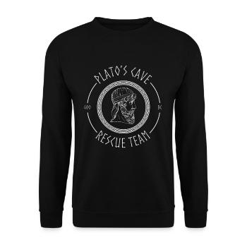 Platons Höhle Antike Griechische Philosophie Spaß - Unisex Pullover - Schwarz - Vorne - Alina (178cm) & Michal (187cm)