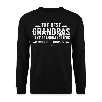 Die besten Opas haben Enkeltöchter, die reiten - Unisex Pullover - Schwarz - Vorne - Alina (178cm) & Michal (187cm)
