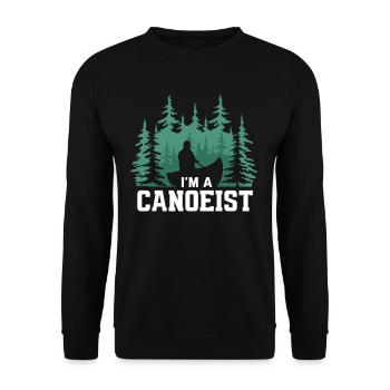 Canoeists Rowing Canoe - Unisex Sweatshirt - black - Front - Alina (178cm) & Michal (187cm)