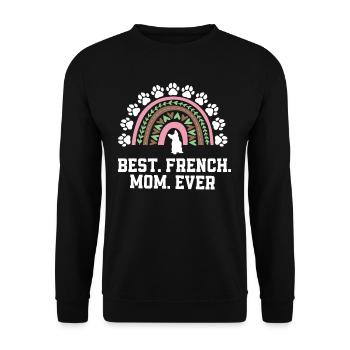 Beste Französische Bulldogge Mama Regenbogen - Unisex Pullover - Schwarz - Vorne - Alina (178cm) & Michal (187cm)