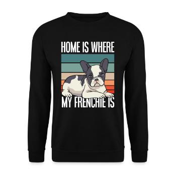 Maison Bouledogue Français Rétro - Sweat-shirt Unisexe - noir - Devant - Alina (178cm) & Michal (187cm)