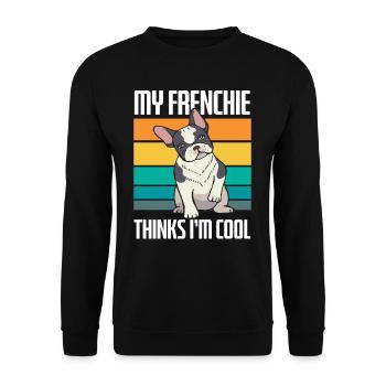 Bouledogue français Chiens rétro - Sweat-shirt Unisexe - noir - Devant - Alina (178cm) & Michal (187cm)