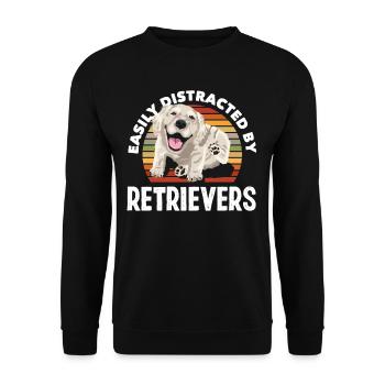 Retro Golden Retriever Dog Holder - Unisex Sweatshirt - black - Front - Alina (178cm) & Michal (187cm)