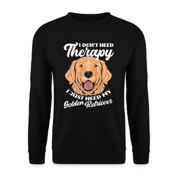 Golden Retriever Therapie Spruch - Unisex Pullover - Schwarz - Vorne - Alina (178cm) & Michal (187cm)