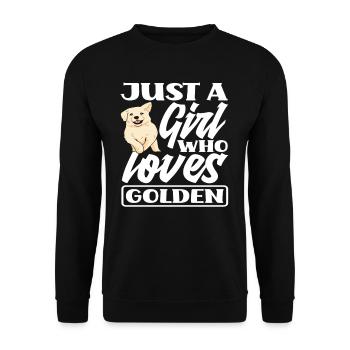Mädchen Frau Golden Retriever - Unisex Pullover - Schwarz - Vorne - Alina (178cm) & Michal (187cm)