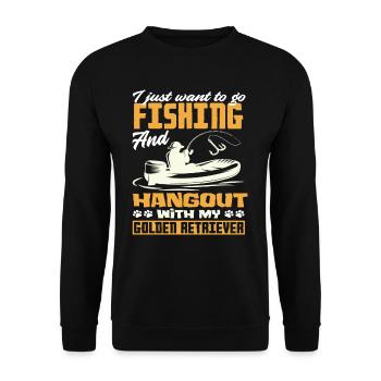 Golden Retriever Fishing - Unisex Sweatshirt - black - Front - Alina (178cm) & Michal (187cm)