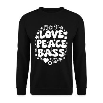 Bass Love Musician Retro - Unisex Sweatshirt - black - Front - Alina (178cm) & Michal (187cm)