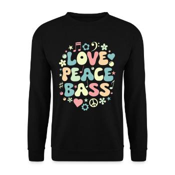 Bass Love Musician Retro - Unisex Sweatshirt - black - Front - Alina (178cm) & Michal (187cm)