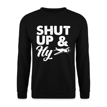 Pilot Fliegen Flugzeug Geschenk - Unisex Pullover - Schwarz - Vorne - Alina (178cm) & Michal (187cm)
