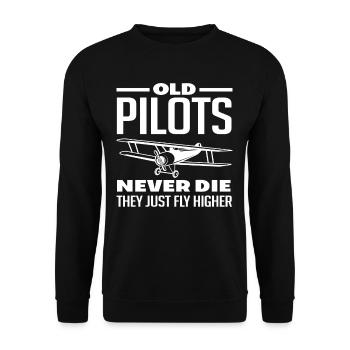 Pilot Alte Piloten Sterben Nicht - Unisex Pullover - Schwarz - Vorne - Alina (178cm) & Michal (187cm)