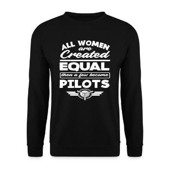 Pilot Alle Frauen Sind Gleich Geboren Pilotin - Unisex Pullover - Schwarz - Vorne - Alina (178cm) & Michal (187cm)