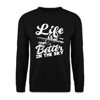 Pilot Leben ist Besser Im Himmel - Unisex Pullover - Schwarz - Vorne - Alina (178cm) & Michal (187cm)