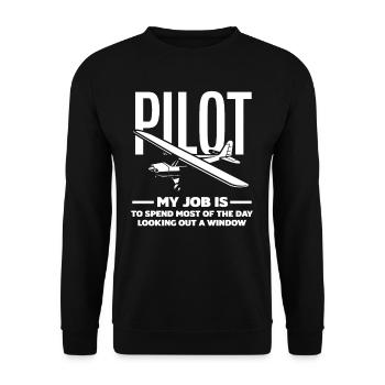 Pilot Berufspilot Geschenk Flugschule - Unisex Pullover - Schwarz - Vorne - Alina (178cm) & Michal (187cm)