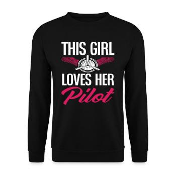 Pilot Dieses Mädchen Liebt Ihren Piloten - Unisex Pullover - Schwarz - Vorne - Alina (178cm) & Michal (187cm)