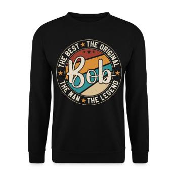 BOB First Name Retro Bob Funny Christmas Joke Bob - Unisex Sweatshirt - black - Front - Alina (178cm) & Michal (187cm)