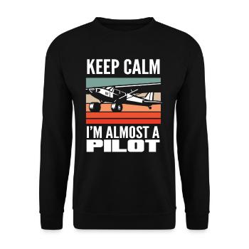 Pilot Training Spruch Flight School - Unisex Sweatshirt - black - Front - Alina (178cm) & Michal (187cm)