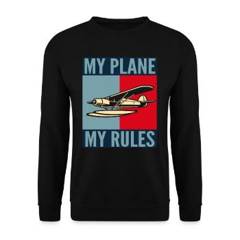 Pilot Mein Flugzeug Meine Regeln - Unisex Pullover - Schwarz - Vorne - Alina (178cm) & Michal (187cm)