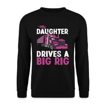 Chauffeur de camion fille père - Sweat-shirt Unisexe - noir - Devant - Alina (178cm) & Michal (187cm)