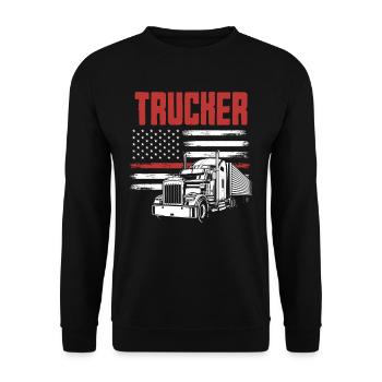 Chauffeur de camion Drapeau des États-Unis Patriot - Sweat-shirt Unisexe - noir - Devant - Alina (178cm) & Michal (187cm)