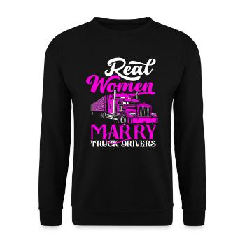 chauffeur de camion femme cadeau amour - Sweat-shirt Unisexe - noir - Devant - Alina (178cm) & Michal (187cm)