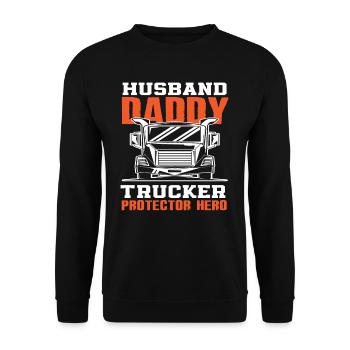 Chauffeur de camion mari père - Sweat-shirt Unisexe - noir - Devant - Alina (178cm) & Michal (187cm)