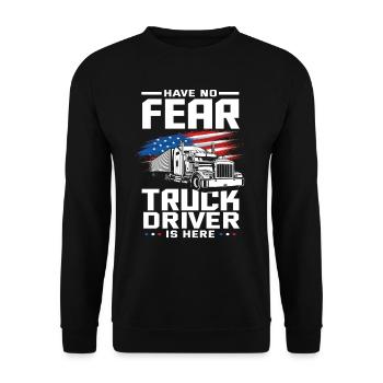 Le chauffeur de camion est ici Drapeau des États-Unis - Sweat-shirt Unisexe - noir - Devant - Alina (178cm) & Michal (187cm)