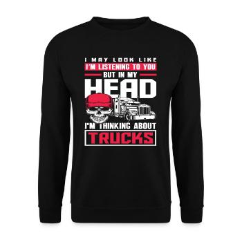 Lkw-Fahrer LKW Logistik Spedition - Unisex Pullover - Schwarz - Vorne - Alina (178cm) & Michal (187cm)