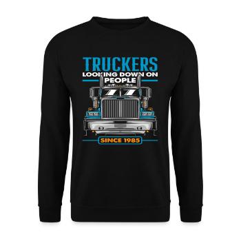 Lkw-Fahrer - Unisex Pullover - Schwarz - Vorne - Alina (178cm) & Michal (187cm)