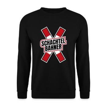 Schachtelbahner Modelleisenbahn Andreaskreuz H0 - Unisex Sweatshirt - black - Front - Alina (178cm) & Michal (187cm)