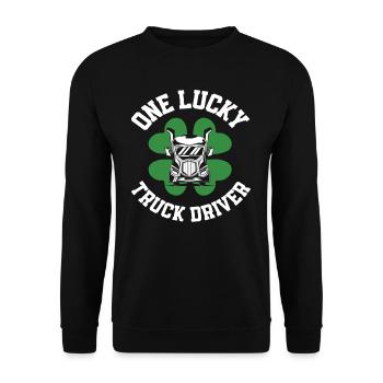 St. Patrick's Day Truck Driver Shamrock - Unisex Sweatshirt - black - Front - Alina (178cm) & Michal (187cm)
