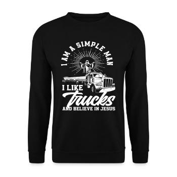 Homme simple chauffeur de camion Jésus - Sweat-shirt Unisexe - noir - Devant - Alina (178cm) & Michal (187cm)